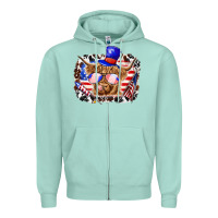 Seafoam 4th of july cow Zipper Hoodie - texasbilliewilder