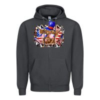 Smoke 4th of july cow Zipper Hoodie - texasbilliewilder