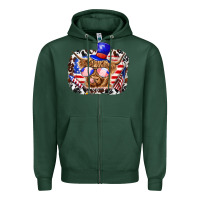 Sports Green 4th of july cow Zipper Hoodie - texasbilliewilder