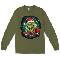 Army Green Grinch Long Sleeve Tee - Unal Design