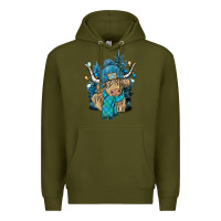 Army Green Winter long haired Cow Premium Hoodie - NancyCooperArtShop