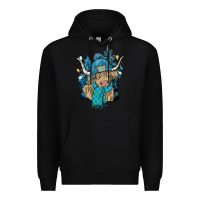 Black Winter long haired Cow Premium Hoodie - NancyCooperArtShop