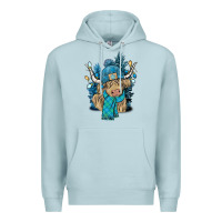Blue Mist Winter long haired Cow Premium Hoodie - NancyCooperArtShop