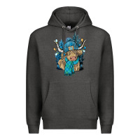 Charcoal Heather Winter long haired Cow Premium Hoodie - NancyCooperArtShop