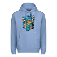Colony Blue Winter long haired Cow Premium Hoodie - NancyCooperArtShop