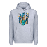 Heather Grey Winter long haired Cow Premium Hoodie - NancyCooperArtShop