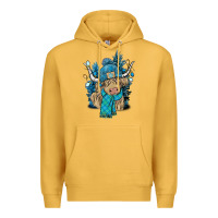 Mustard Winter long haired Cow Premium Hoodie - NancyCooperArtShop