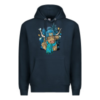 Navy Winter long haired Cow Premium Hoodie - NancyCooperArtShop