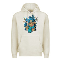 Oatmeal Heather Winter long haired Cow Premium Hoodie - NancyCooperArtShop