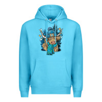 Ocean Blue Winter long haired Cow Premium Hoodie - NancyCooperArtShop