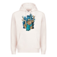 Pale Pink Winter long haired Cow Premium Hoodie - NancyCooperArtShop