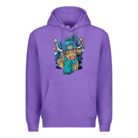 Purple Winter long haired Cow Premium Hoodie - NancyCooperArtShop