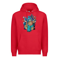 Red Winter long haired Cow Premium Hoodie - NancyCooperArtShop