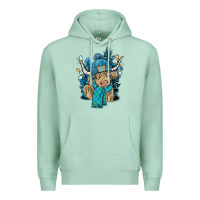 Seafoam Winter long haired Cow Premium Hoodie - NancyCooperArtShop
