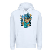 White Winter long haired Cow Premium Hoodie - NancyCooperArtShop