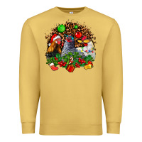 Antique Gold Christmas party and chickens Premium Sweatshirt - AdoDesignShop