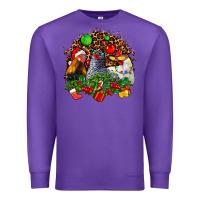Purple Christmas party and chickens Premium Sweatshirt - AdoDesignShop