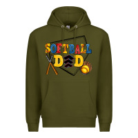 Army Green softball dad Premium Hoodie - AdoDesignShop