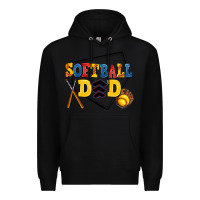 Black softball dad Premium Hoodie - AdoDesignShop