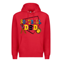 Red softball dad Premium Hoodie - AdoDesignShop