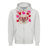 Dove Grey valentine's day white pomeranian Zipper Hoodie - RanaPortraitStore