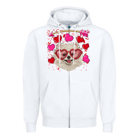 White valentine's day white pomeranian Zipper Hoodie - RanaPortraitStore