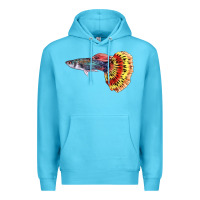 Ocean Blue Guppy Fish Premium Hoodie - LillyAllenDesigns