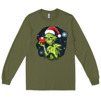 Army Green Grinch Long Sleeve Tee - Unal Design