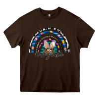 Chocolate Brown happy easter rainbow Heavy Core Tee - CowhideDigitalArt