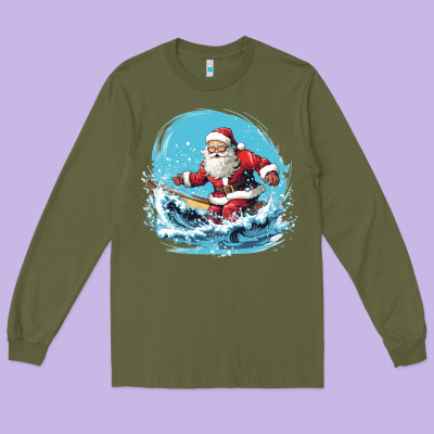Happy Santa Long Sleeve Tee Designed By Unal Design