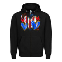 Black 4th of july hearts Zipper Hoodie - texasbilliewilder