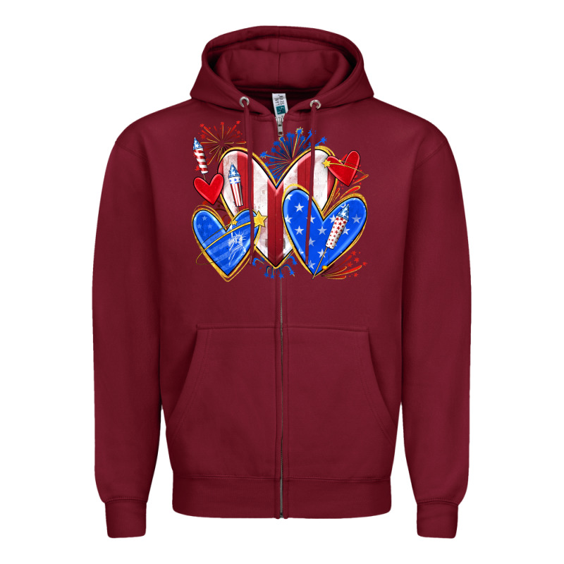 4th Of July Hearts Zipper Hoodie by texasbilliewilder | Teevron