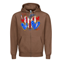 Chestnut 4th of july hearts Zipper Hoodie - texasbilliewilder