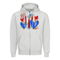 Dove Grey 4th of july hearts Zipper Hoodie - texasbilliewilder