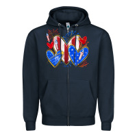 Navy 4th of july hearts Zipper Hoodie - texasbilliewilder