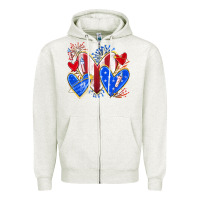 Oatmeal Heather 4th of july hearts Zipper Hoodie - texasbilliewilder