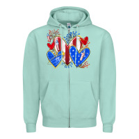 Seafoam 4th of july hearts Zipper Hoodie - texasbilliewilder