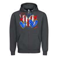 Smoke 4th of july hearts Zipper Hoodie - texasbilliewilder