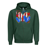 Sports Green 4th of july hearts Zipper Hoodie - texasbilliewilder