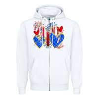 White 4th of july hearts Zipper Hoodie - texasbilliewilder