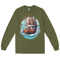 Army Green happy santa Long Sleeve Tee - Unal Design
