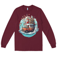 Burgundy happy santa Long Sleeve Tee - Unal Design
