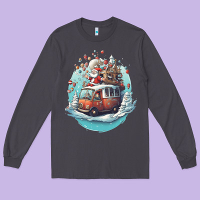 Happy Santa Long Sleeve Tee Designed By Unal Design