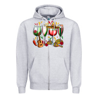 Heather Grey mexico wine glasses Zipper Hoodie - Zillion Design Studio