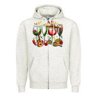 Oatmeal Heather mexico wine glasses Zipper Hoodie - Zillion Design Studio