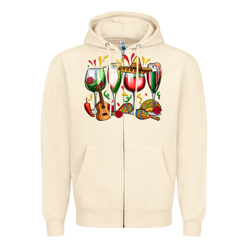 Mexico Wine Glasses Zipper Hoodie by Zillion Design Studio | Teevron