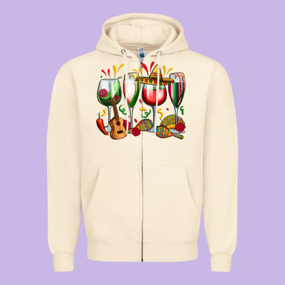Mexico Wine Glasses Zipper Hoodie Designed By Zillion Design Studio