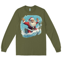 Army Green happy santa Long Sleeve Tee - Unal Design