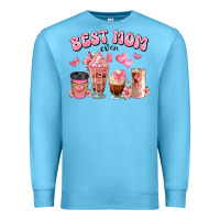 Ocean Blue best mom ever floral coffee cups Premium Sweatshirt - JahusDesignShop