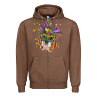 Chestnut mardi gras  mask beagle Zipper Hoodie - RanaPortraitStore